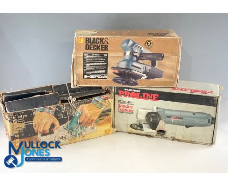 Black &amp; Decker Power Tools, to include proline angle grinder PL80, KA220E sander, DN75 sander, all in original boxed used