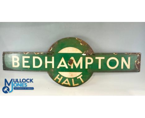 Southern Railway Bedhampton Enamel Target Sign, in fair condition, with damage and signs of wear - but still a scarce item, s