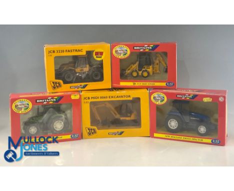 Britain 1:32 Scale Farm Vehicles Models, to include New Holland TM165 Tractor 40522, Deutz DX4.57 tractor 9496, JCB 1CX skid 