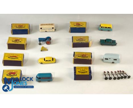 Lesney Matchbox Moko Diecast Cars: a collection of 8 boxed vehicles, to include No.4 road signs 23 caravan, 33 Ford Zodiac, 3