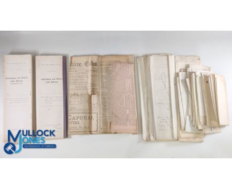 A collection of paperwork relevant to the Cheltenham and District Light Railway Extensions planned in about 1902. A copy of t