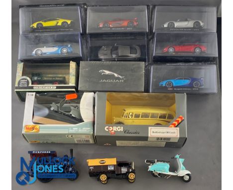 Diecast Toy Car Collection, a mixed lot to include Corgi, Panini, Matchbox, Maisto scooter Days Gone, boxed and loose Atlas #