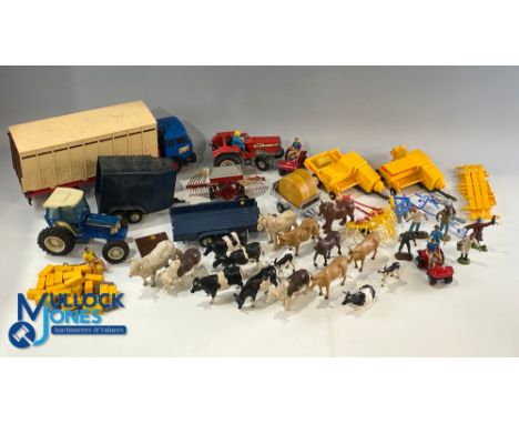 Britains Toys Plastic and Diecast Farm Vehicles, Figures, Animals: a good collection with tractor 5610, Massey Ferguson284, F