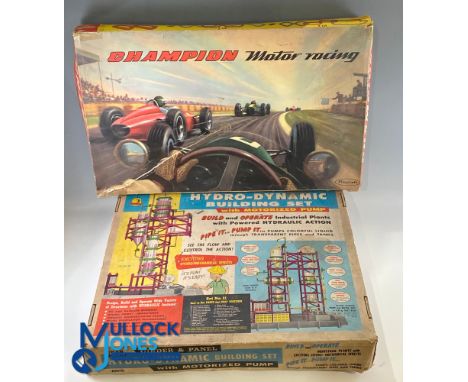 Chad Valley Girder &amp; Panel Hydro-Dynamic &amp; Playcraft Champion Motor Racing Slot Car set, 2 boxed Period Toys in used 