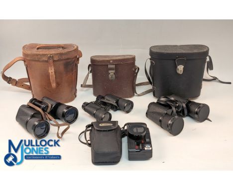 Binocular and Camera lot, to include Regent 10x 50 in leather case, military issued case No.5 case, Liederman &amp; Gortz 20 