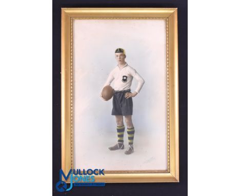 Rare 1922-3 Hand-coloured Full Length Portrait Photograph, G Bonner, Yorkshire Schools: In original 1920s gilt frame, 17.5" x