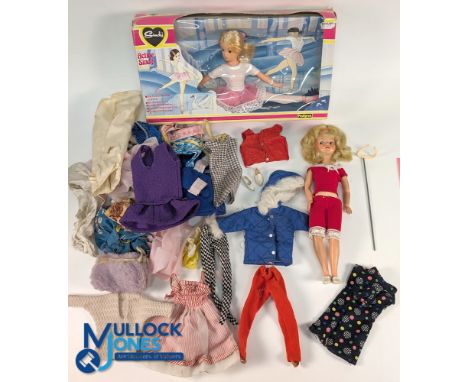 Vintage Sindy Active Ballerina Doll in original box, plus a 1960s Tammy Doll, a few Sindy clothes, odd shoes and a selection 