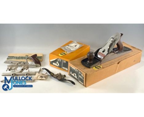 Period Stanley Plane wood working tools, to include a good boxed 50 combination plane in original box with instructions and c