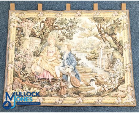 Franklin Mint Wall Hanging Tapestry "Jardin D'Amour" by Marc Waymel 1987, with 2 other hand embroidered wall hangings, the la