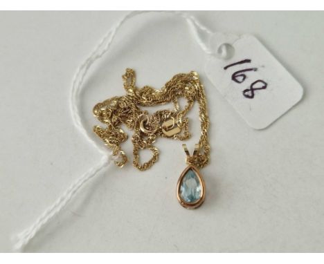 A blue topaz pendant on 9ct fancy chain 18 inch 1.4 gms