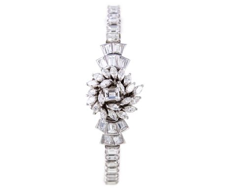 Blancpain - A ladies diamond set cocktail watch, the 10mm diameter baton dial having a hinged cover to face set with a steppe