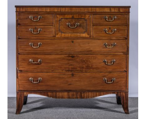 An early Victorian mahogany chest of drawers, believed to be Scottish, reeded edge,narrow plain frieze, fitted with a configu