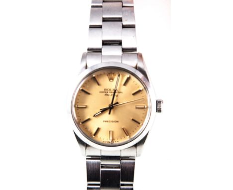 Rolex - A Gentleman's Oyster Perpetual Air-King Precision wrist watch, the circular champagne baton dial having a sweep secon