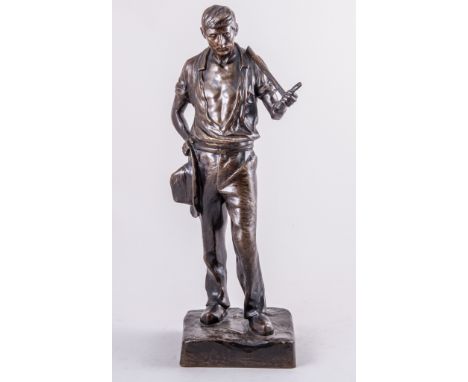 Hans Arnheim, 'Man of Labour', bronze figure, light brown patination, some losses, 39cm.