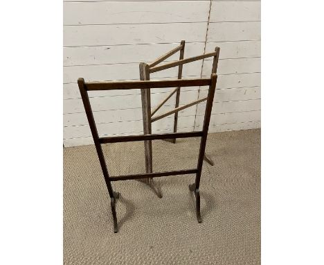 Two vintage wooden clothes rail
