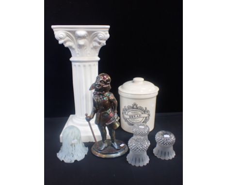 AN 'IVORY CLASSICS' BREAD CROCK BY T.G. GREENthree cut glass light shades, and other items