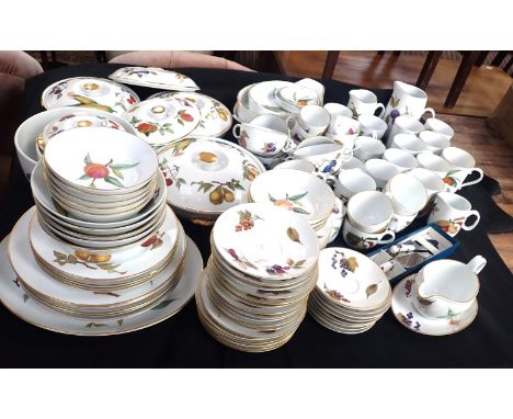 A ROYAL WORCESTER 'EVESHAM' PART DINNER/TEA SERVICEwith serving bowls, mugs and dishes