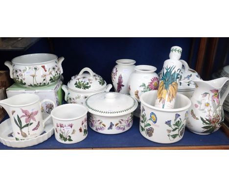 A COLECTION OF PORTMEIRION BOTANIC GARDENincluding covered serving dishes, a rolling pin, a boxed set of glasses, jugs etc