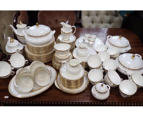 A ROYAL DOULTON BONE CHINA 'GOLD LACE' DINNER SERVICE AND ROYAL DOULTON 'BELMONT' PART-TEA SERVICEthe first composed of one h
