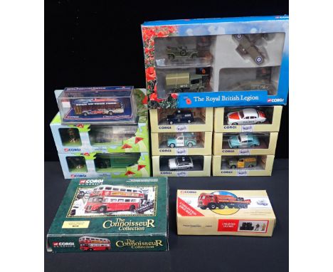 A QUANTITY OF BOXED CORGI DIECAST MODELSincluding 'Dad's Army' No:18501 & 09002, 'Foden Flatbed with Barrels and Chains' No:9