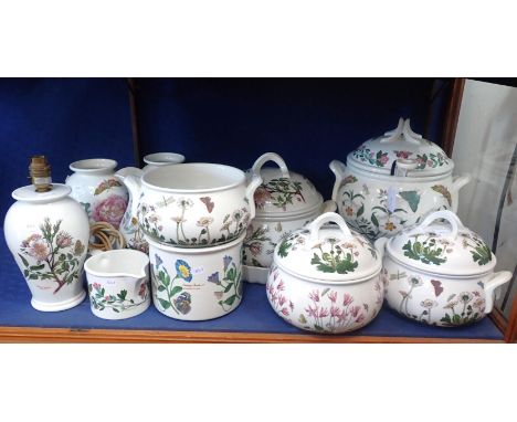 A COLLECTION OF PORTMEIRION BOTANIC GARDENincluding a tureen with cover and ladle, covered serving dishes, vases, jugs, a tab