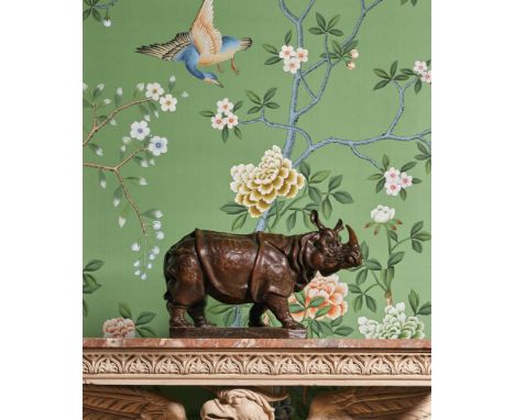A LARGE ANIMALIER BRONZE OF A RHINO  PROBABLY ROME, 19TH CENTURY  Unmarked  27.5cm high, the base 31cm wide   Condition Repor