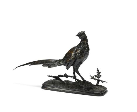 FERDINAND PAUTROT (1832-1874), AN ANIMALIER BRONZE 'FAISAN DEBOUT' 19TH CENTURY  Study of a standing pheasant raised on a nat
