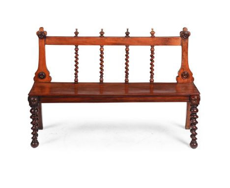 A WILLIAM IV MAHOGANY HALL BENCH CIRCA 1835 88cm high, 137cm wide, 42cm deep  Condition Report:  Overall there are some scrat