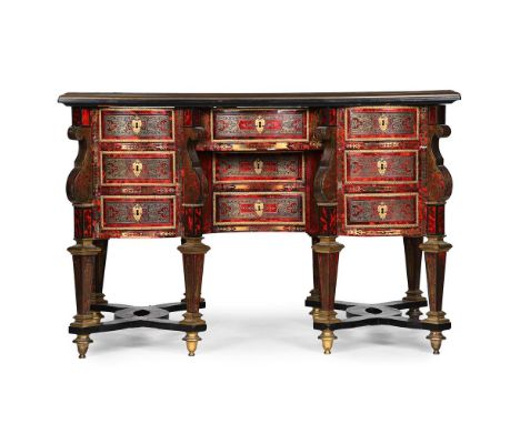 Y A LOUIS XIV EBONY, BRASS AND TORTOISESHELL 'BOULLE' MARQUETRY BUREAU MAZARIN  LATE 17TH CENTURY   80cm high, 120cm wide, 72