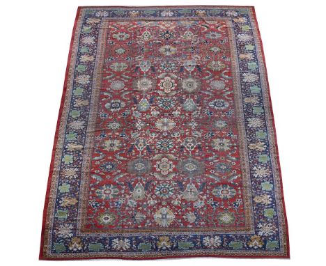 A MAHAL CARPET  Of all over design approximately 597 x 405cm   Condition Report:  Carpet with some wear overall commensurate 