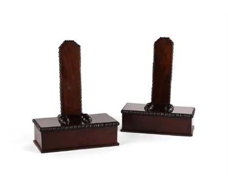 A PAIR OF REGENCY MAHOGANY PLATE OR SALVER STANDS ATTRIBUTED TO GILLOWS, CIRCA 1815 39.5cm high, 31cm wide, 15cm deep An almo