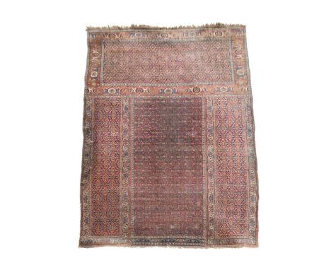 A BIDJAR TRICLINIUM CARPET  TEHRAN, SECOND HALF 19TH CENTURY Composed of four parts: the central field (mian farsh) with a br