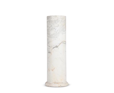 A STRIATED WHITE MARBLE COLUMN PEDESTAL  19TH CENTURY  109cm high, the top 30.5cm diameter     Condition Report:  With wear, 