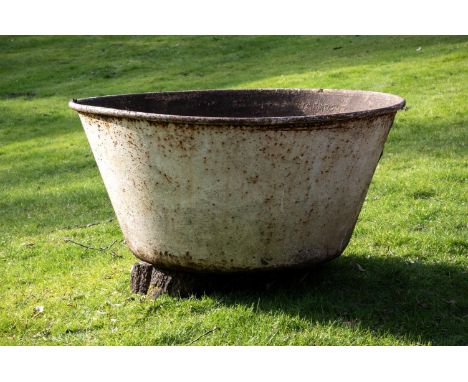 A LARGE VICTORIAN PAINTED CAST IRON PLANTER 19TH CENTURY 55cm high, 117cm diameter