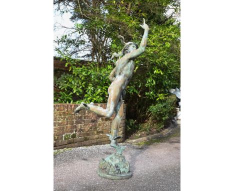 AFTER GIAMBOLOGNA, A LARGE LIFESIZE BRONZED METAL FIGURE OF MERCURY  20TH CENTURY  Of well modelled characteristic form  192c