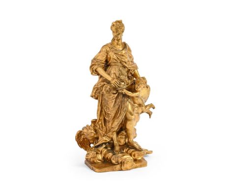 AFTER GUILLAUME COUSTOU (1677-1746), A LARGE GILT BRONZE FIGURE OF MARIE LECZINSKA, QUEEN OF FRANCE, AS JUNO  FRENCH, MID 19T