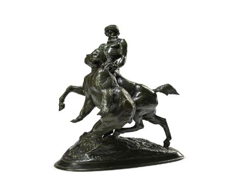 EMMANUEL FRÉMIET (1824-1910), A BRONZE FIGURAL GROUP 'CENTAURE ET OURS'  LATE 19TH CENTURY 'The Centaur Thereus carrying to h