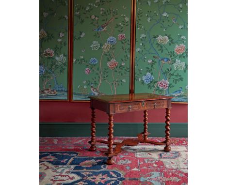 A RARE WILLIAM & MARY WALNUT AND ARABESQUE MARQUETRY SIDE TABLE IN THE MANNER OF GERRIT JENSEN, CIRCA 1690 70cm high, 94cm wi