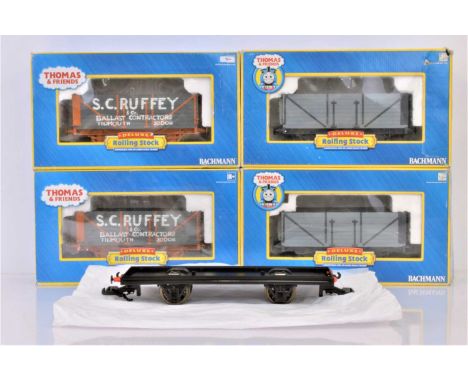 Bachmann G Gauge Thomas & Chassis Wagons (5) 98001 Troublesome Truck 1, Grey with face, G, Box F. 98002 Troublesome Truck 2, 