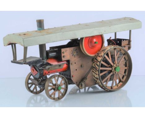 A Meccano/Scratchbuilt unpowered model Foster Showman's Engine, with an unusual combination of original Meccano and home-made