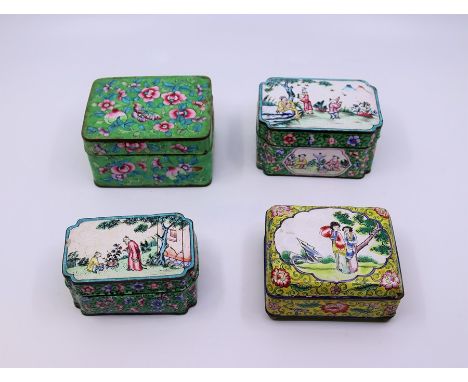 A collection of four Chinese enamel Qing dynasty boxes&nbsp;