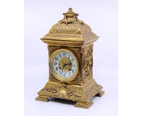 A 19th cent gilt brass French mantle clock