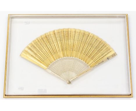 A Chinese painted and inscribed ivory fan, signed Liao Ting and dated wu shen the 34th year of the Guangxu Period, (1908),fin