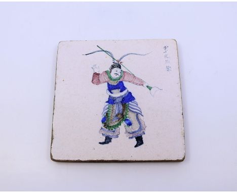 A Chinese Wu Shuang Pu pottery tile&nbsp;