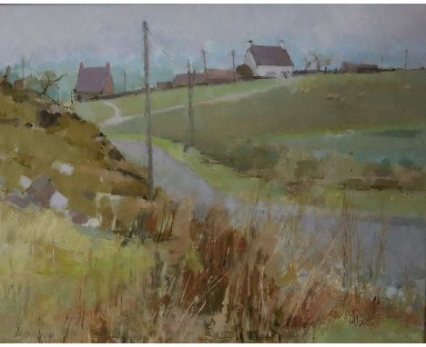 A 20th cent oil on panel, "Welsh Farmhouses"&nbsp; signed lower right Joan Bates original price £225