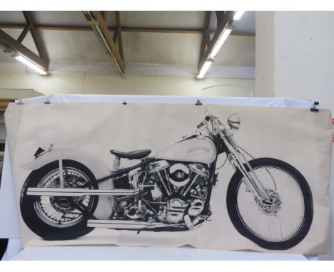 A very large circa 1970s scale study of a Harley Davidson in side profile, 100 1/2 x 42".