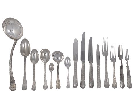 A SET OF TABLE SILVER, GARRARD &amp; CO. LTD., LONDON, 1969-1979 Elizabethan pattern, plain, comprising: six tablespoons fift