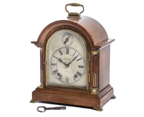 [GP] A GERMAN OAK MANTEL CLOCK, WINTERHALDER &amp; HOFMEIER, BLACK FOREST, EARLY 20TH CENTURY in George III style, eight day 