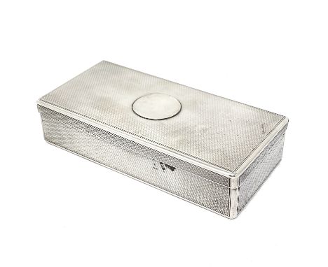 A VICTORIAN SILVER BOX, WRIGHT &amp; DAVIES FOR WALTER THORNHILL &amp; CO., LONDON, 1875 rectangular, with engine-turned pane