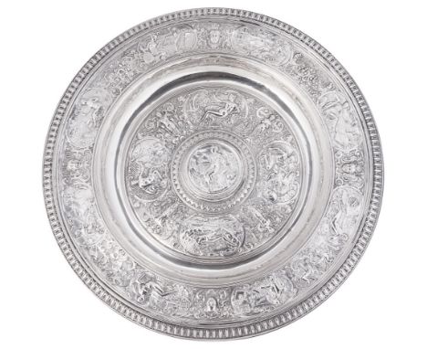 A VICTORIAN SILVER "TEMPERANTIA" BASIN (VENUS ROSEWATER DISH), ELKINGTON &amp; CO., BIRMINGHAM, 1872 electrotyped after a bas